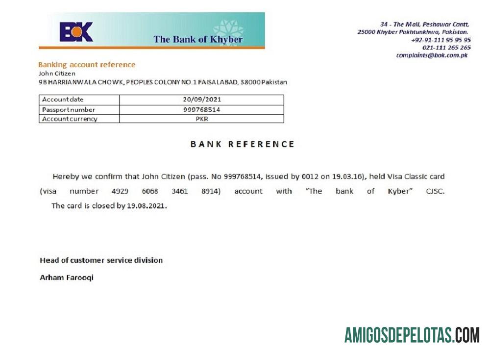 Referência de fechamento do Paquistão Khyber Bank baixar para verificação